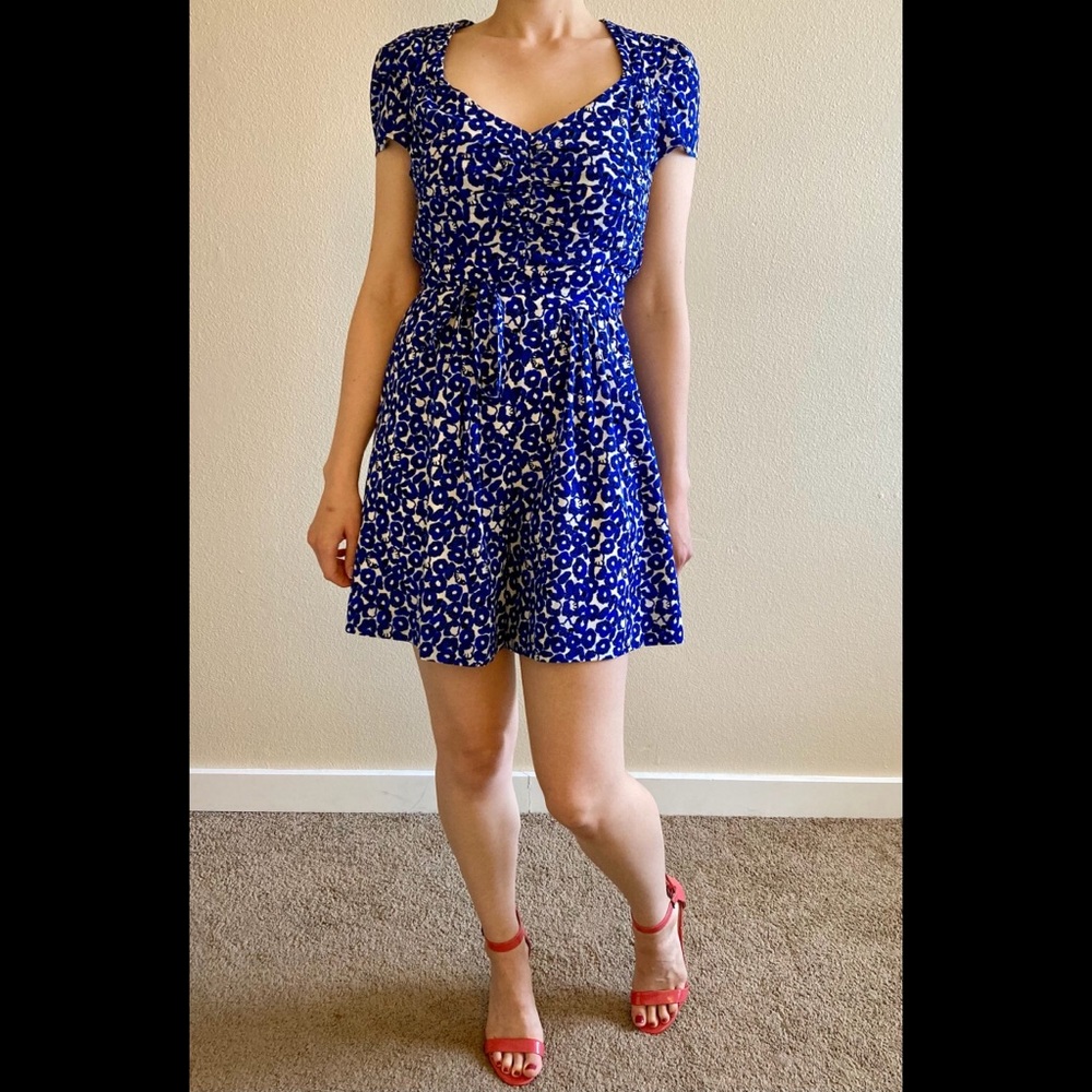 Anthropologie Romper/Blue and White Floral Pattern
